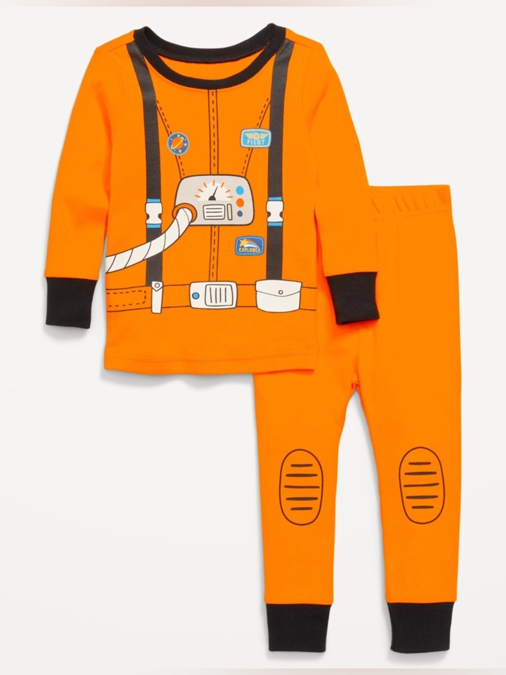 🆕 2PC Set Old Navy Baby Toddler Boy's Printed Snug-Fit Pajama Set Orange 12-18M